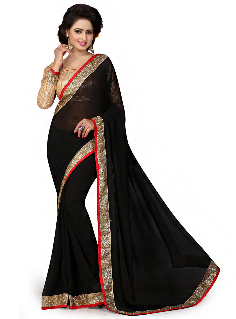 Black Georgette Saree With Blouse 70735