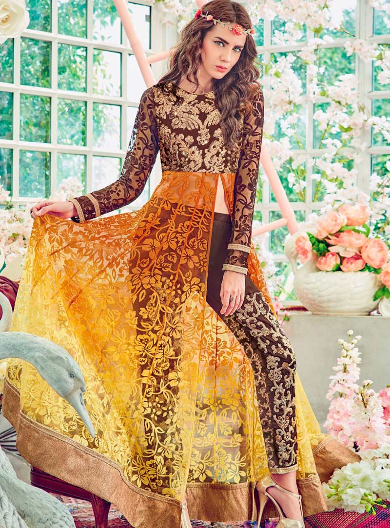 Orange Georgette Designer Anarkali Suit 74588