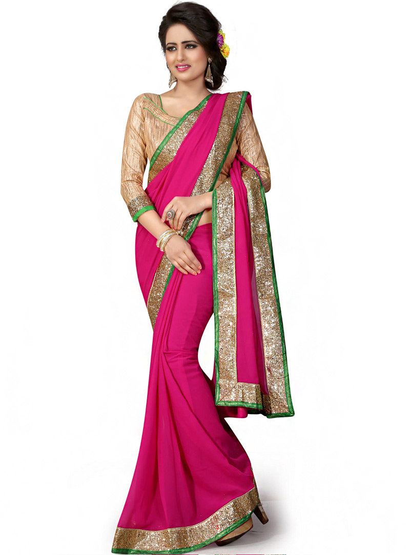 Magenta Georgette Saree With Blouse 70737