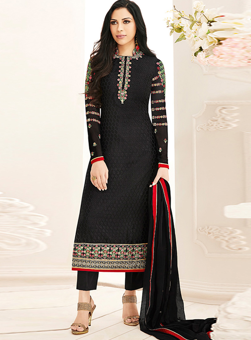 Black Brasso Pakistani Style Suit 94537
