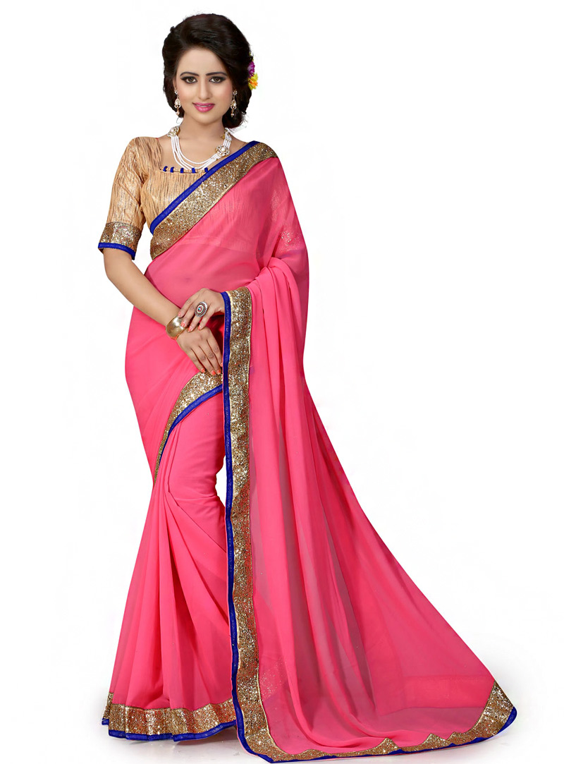 Pink Georgette Saree With Blouse 70740