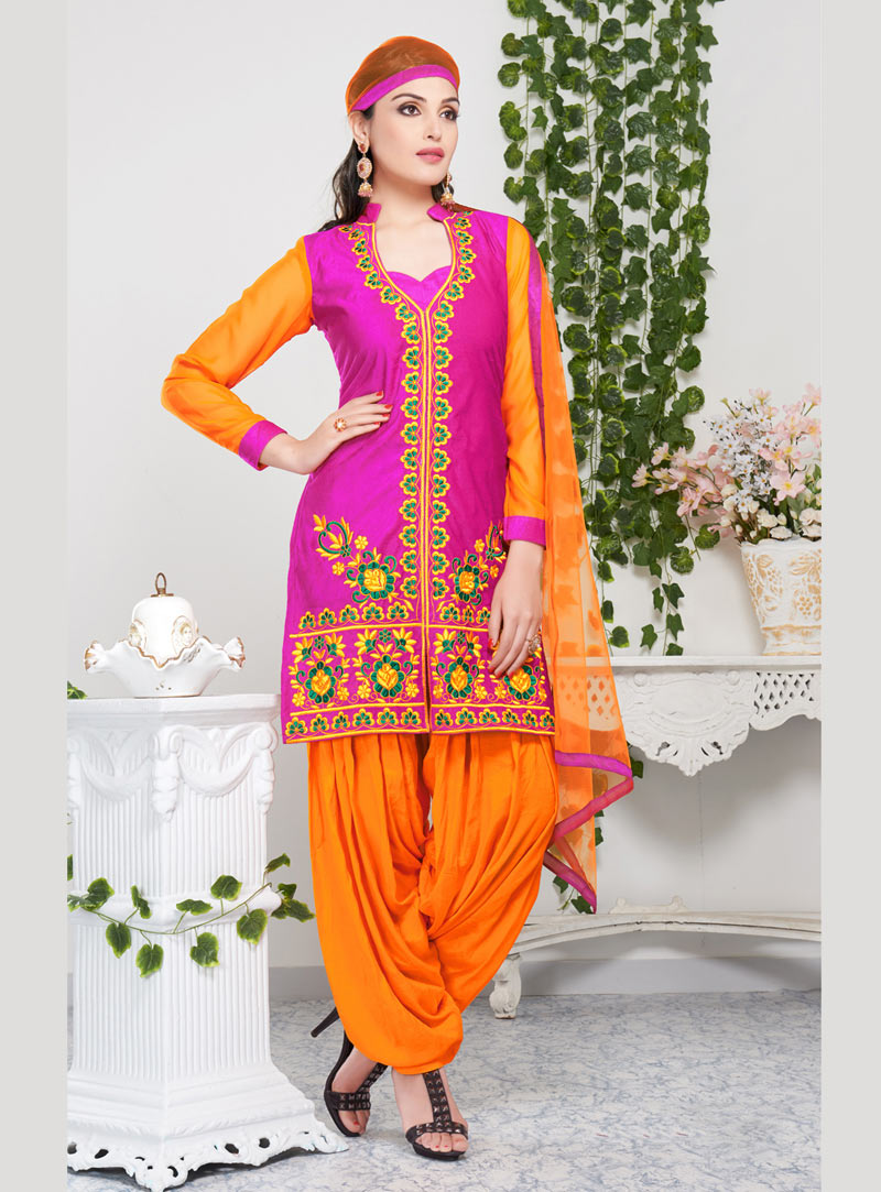Pink Resham Work Patiala Salwar Suit 39188
