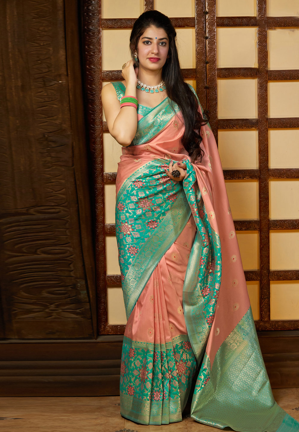 Light Green Banarasi Silk Festival Wear Saree 210608