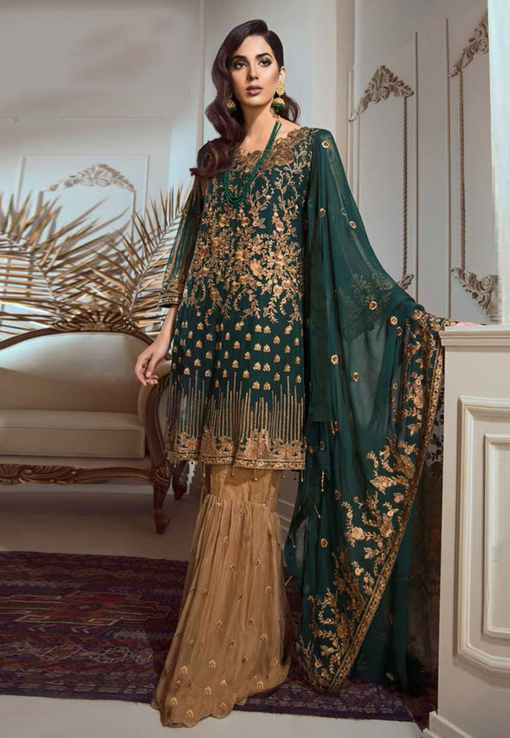 Teal Georgette Sharara Style Suit 153899