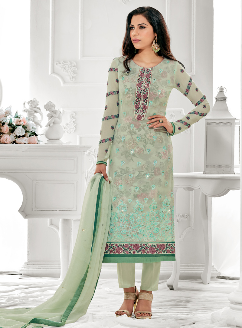 Light Green Georgette Pakistani Style Suit 94129