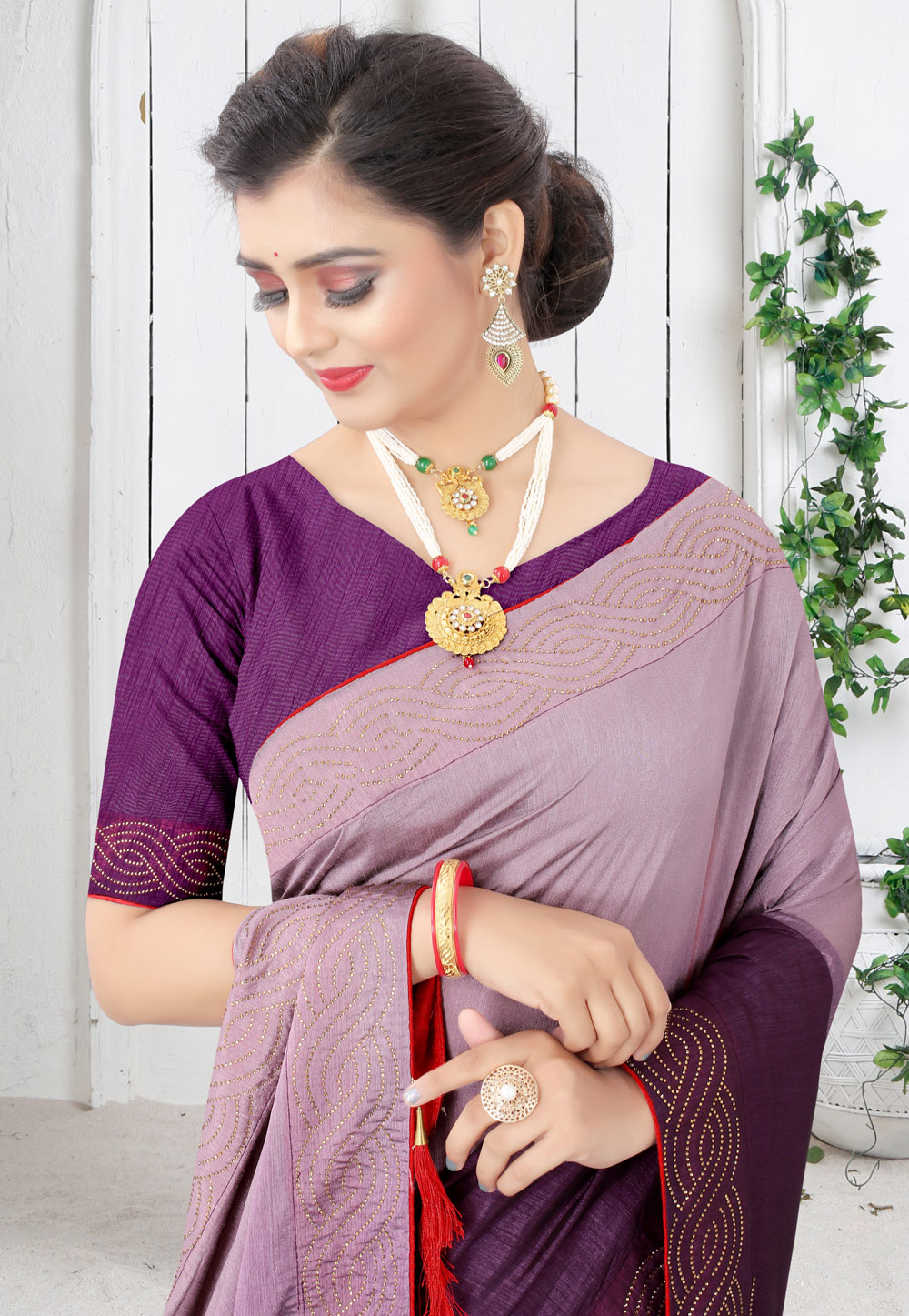 Party Pink purple Weaving Silk Saree With Designer Blouse Piece, Traditional