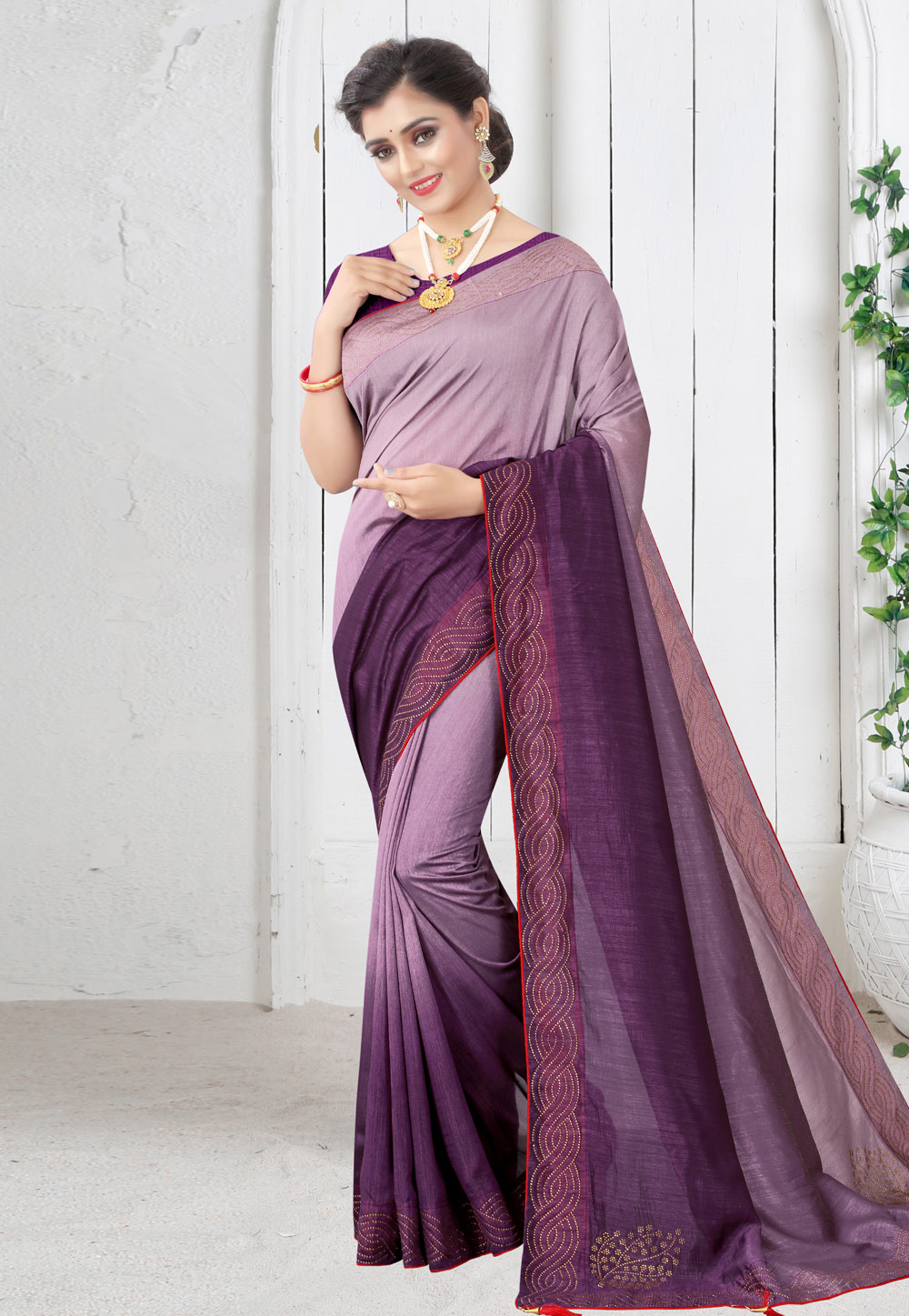 Purple Silk Saree With Blouse 221495