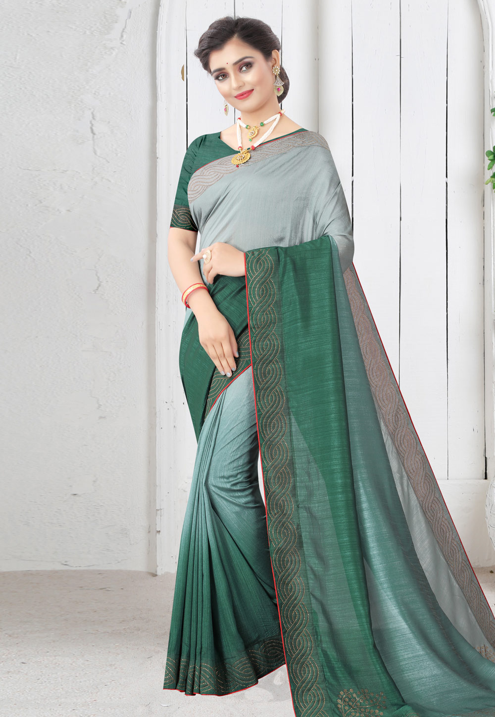 Green Silk Festival Wear Saree 221497