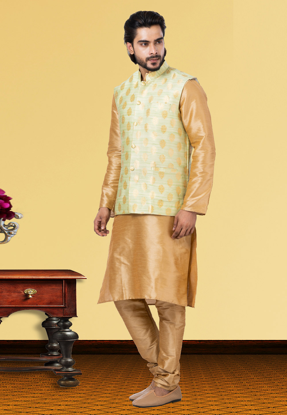 Golden discount pajama kurta