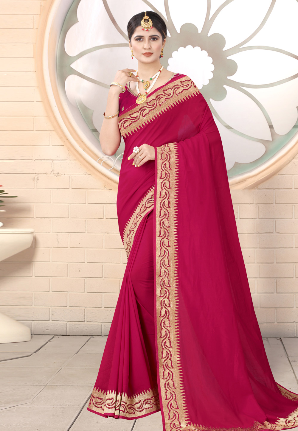 Magenta Silk Saree With Blouse 222378