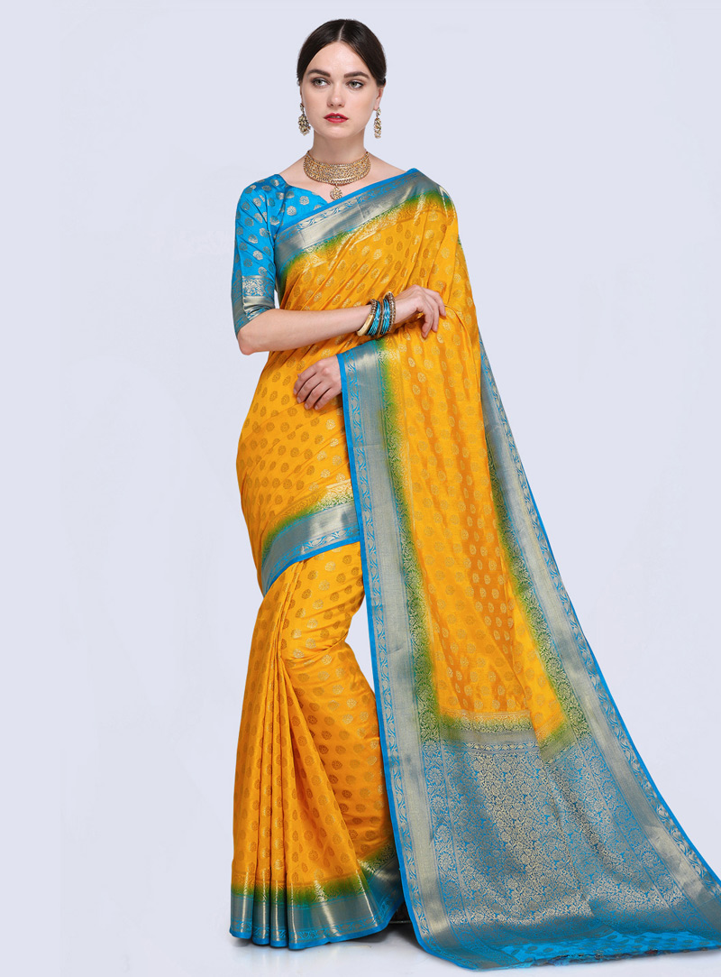 Yellow Silk Festival Wear Saree 140798