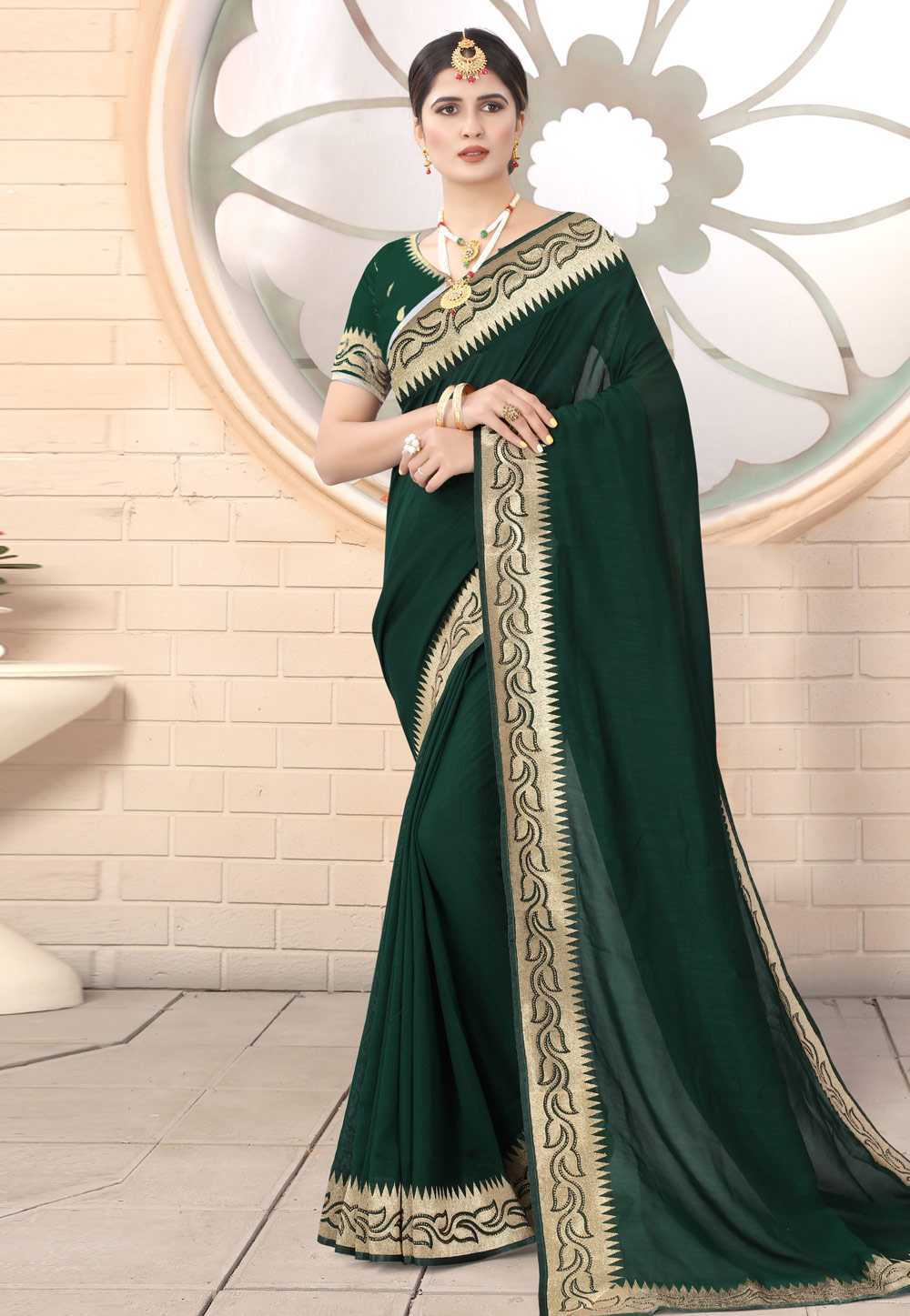 Green Silk Saree With Blouse 222380