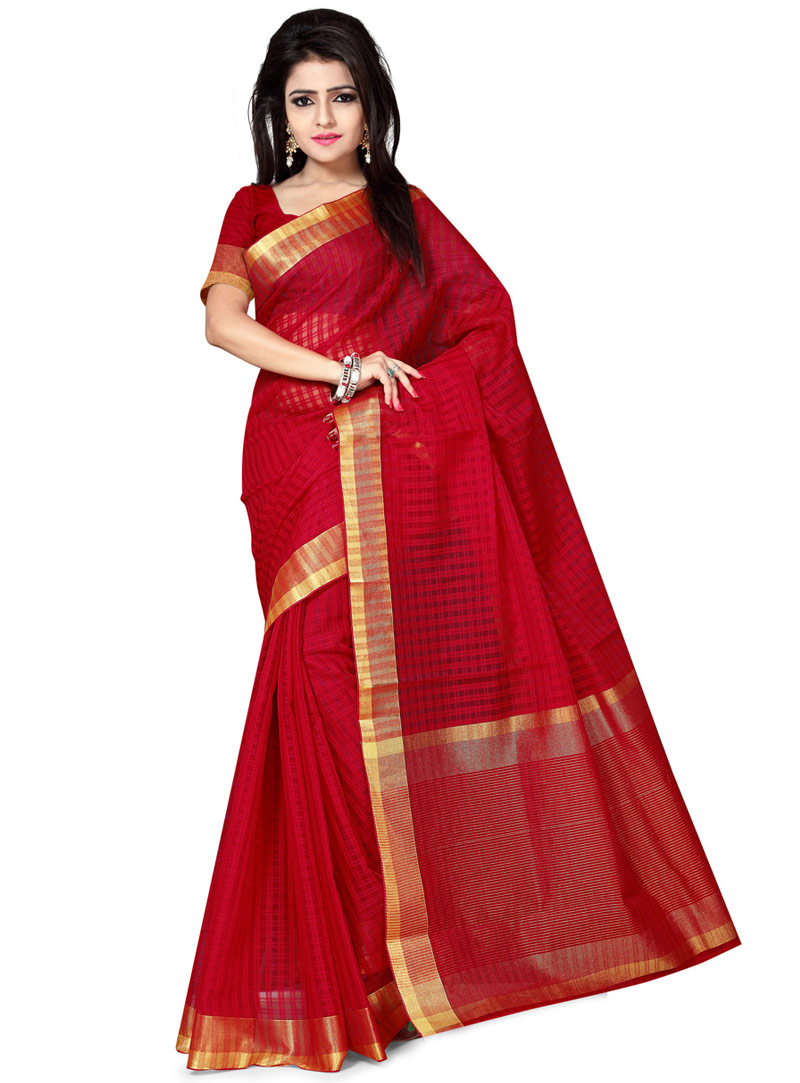 Red Art Silk Saree With Blouse 75976