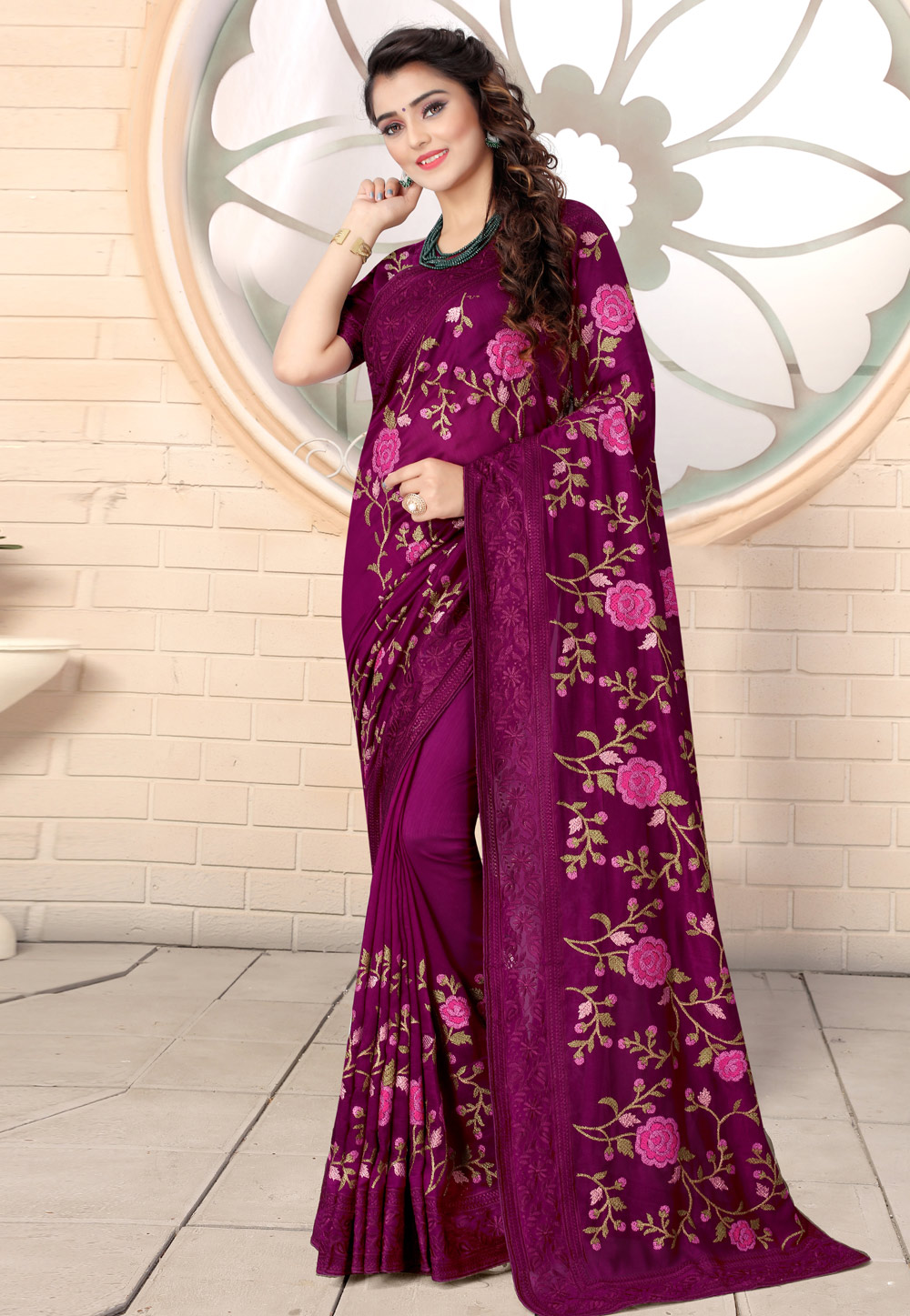 Magenta Silk Saree With Blouse 221947