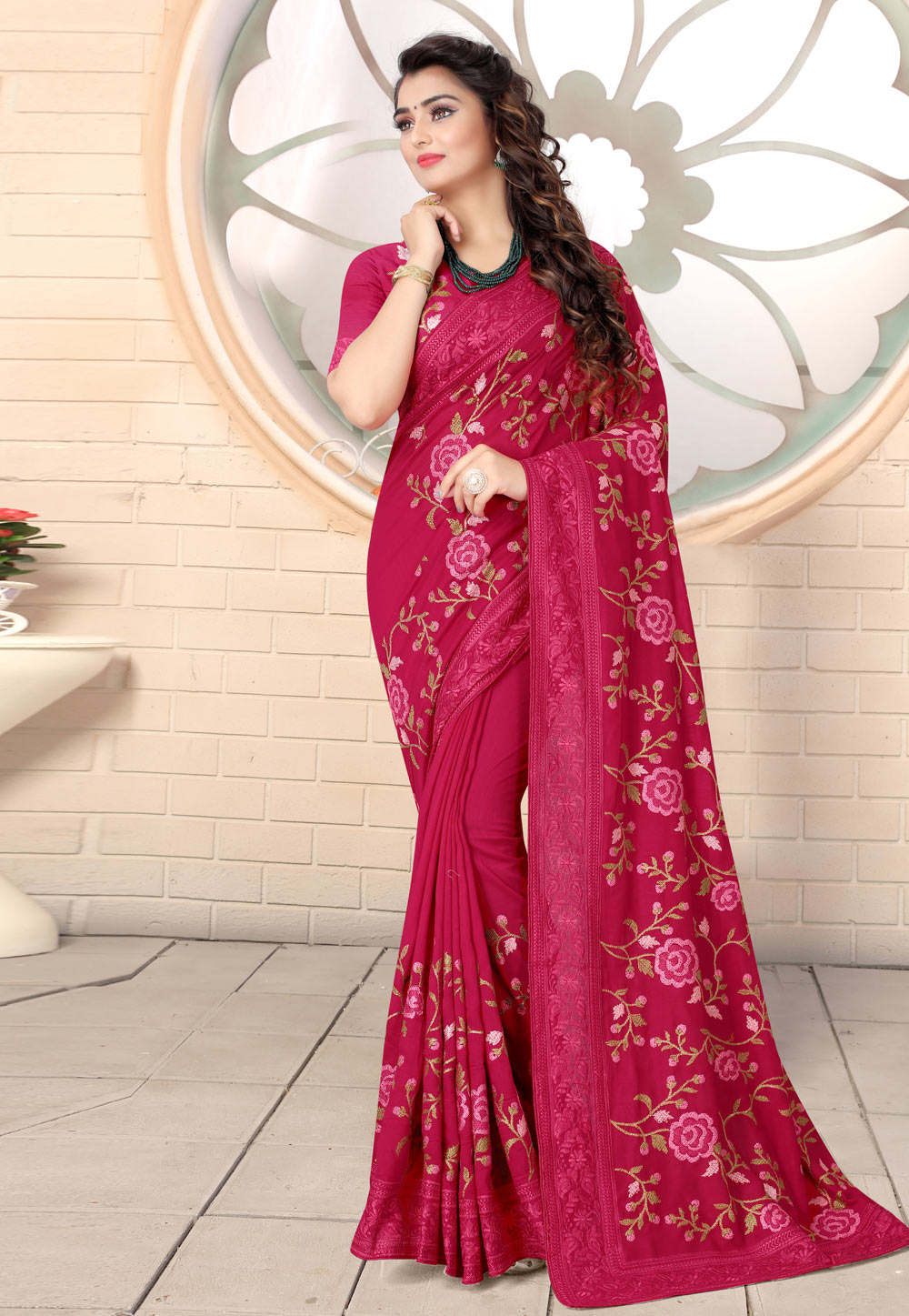 Magenta Silk Festival Wear Saree 221950