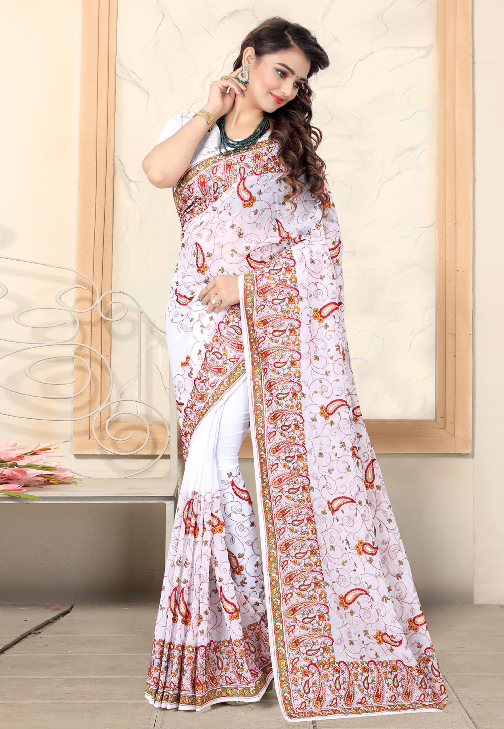 Off White Silk Saree With Blouse 221953