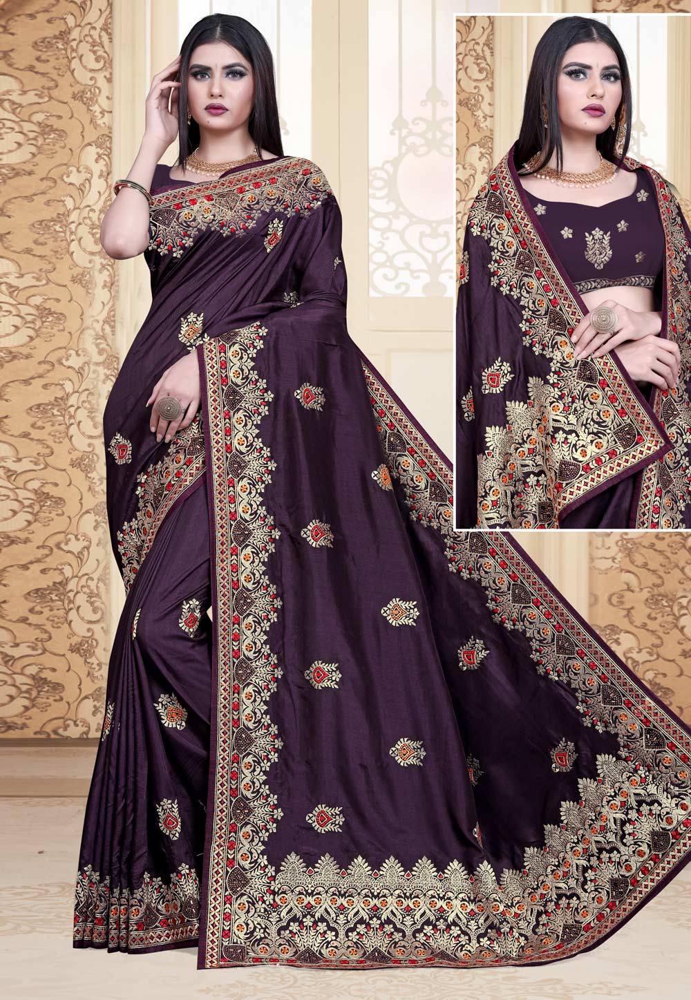 Purple Silk Festival Wear Saree 218607