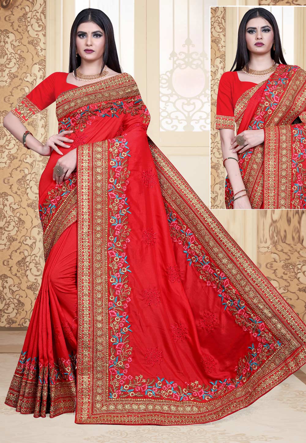 Red Silk Festival Wear Saree 218609