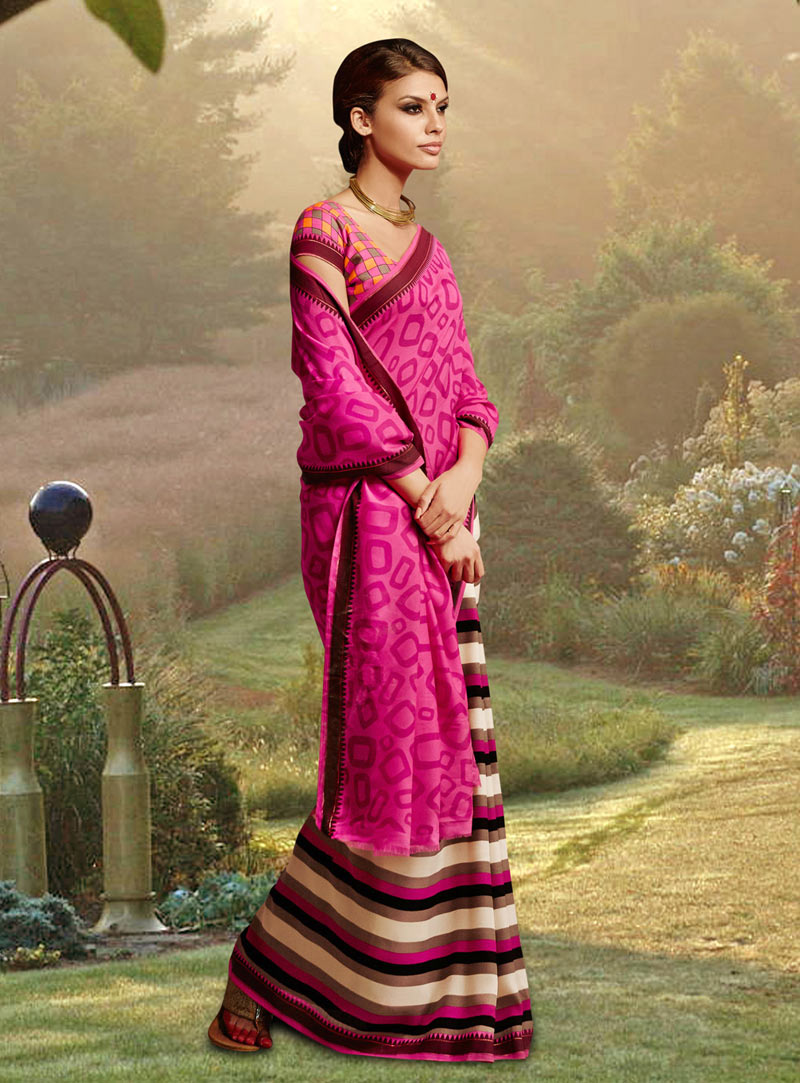 Pink Bhagalpuri Silk Saree With Blouse 58171
