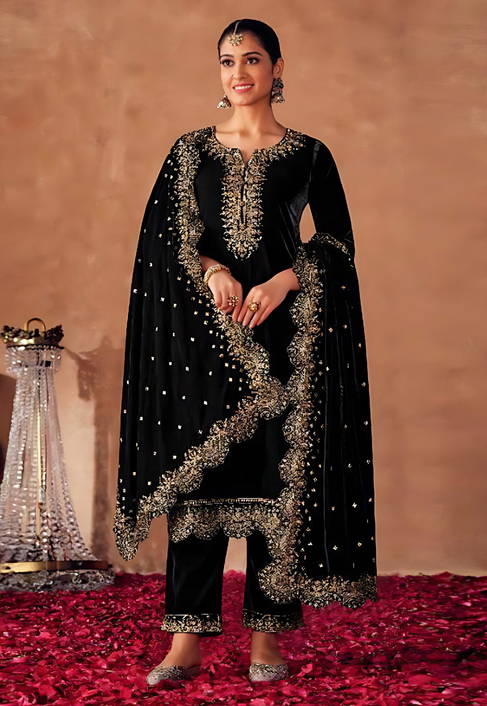 Black Velvet Pakistani Suit 255614