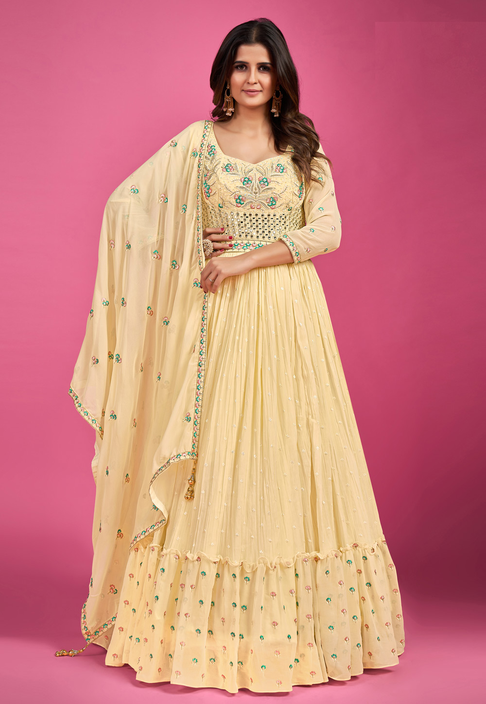 Yellow Georgette Gown 257253