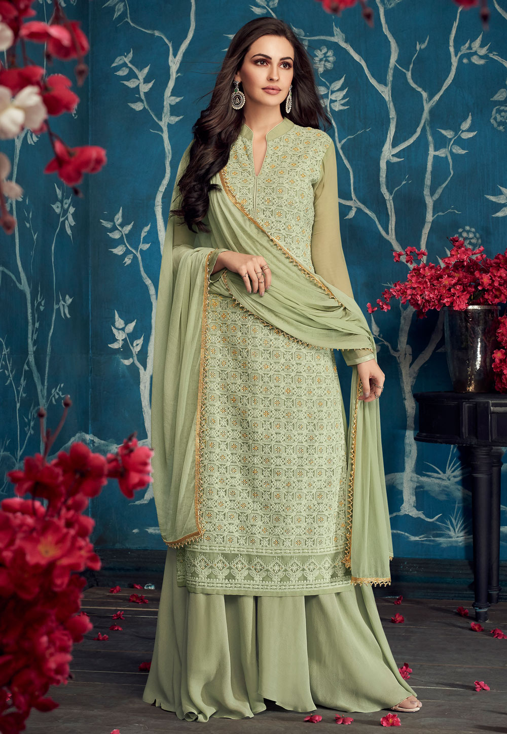 Light Green Georgette Kameez With Palazzo 185204