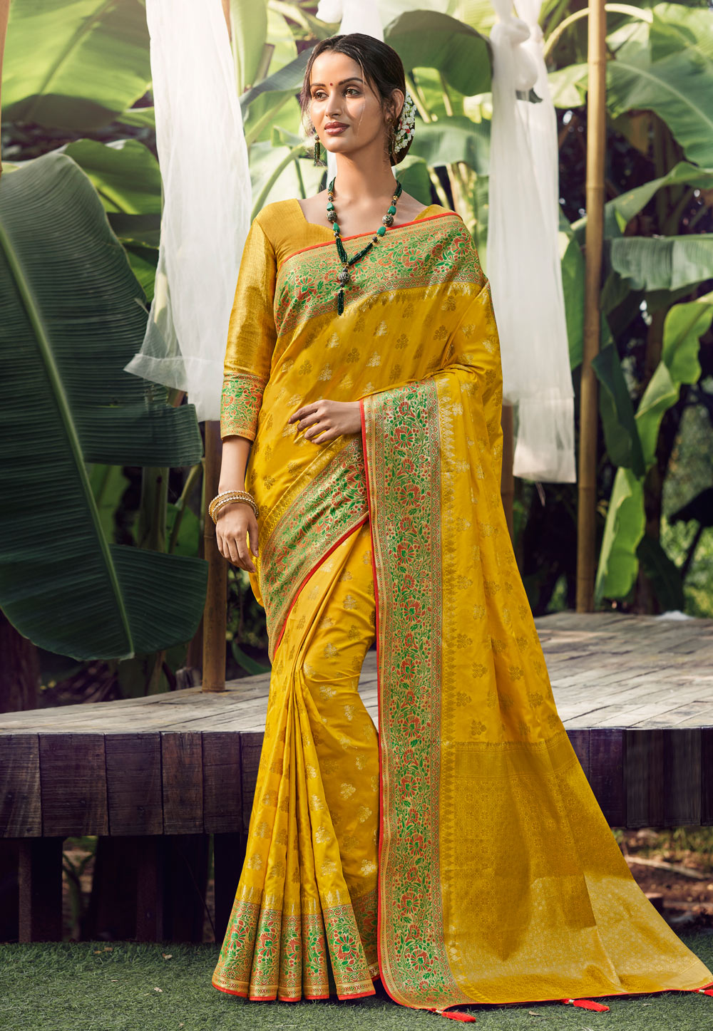 Yellow Silk Saree With Blouse 217906