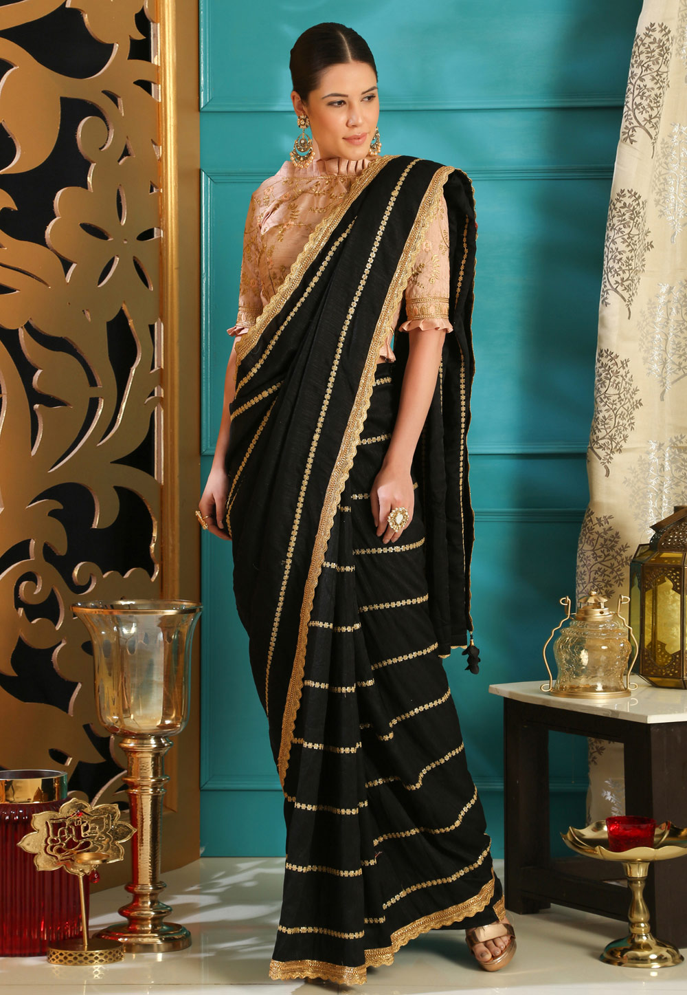 Black Silk Festival Wear Saree 160072