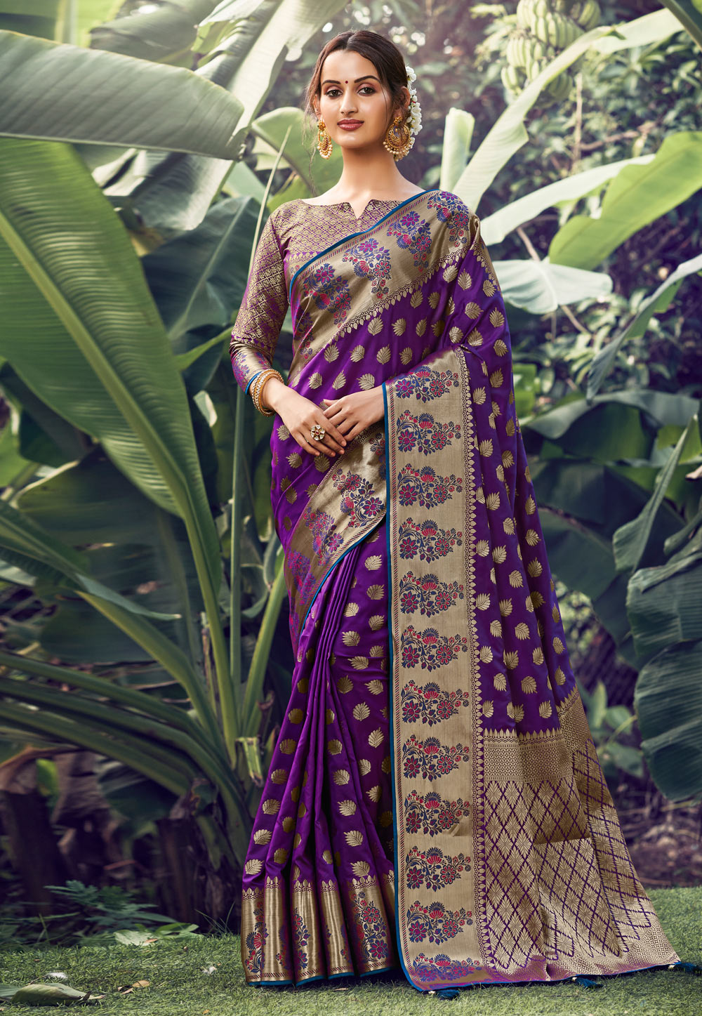 Violet Silk Saree With Blouse 217908