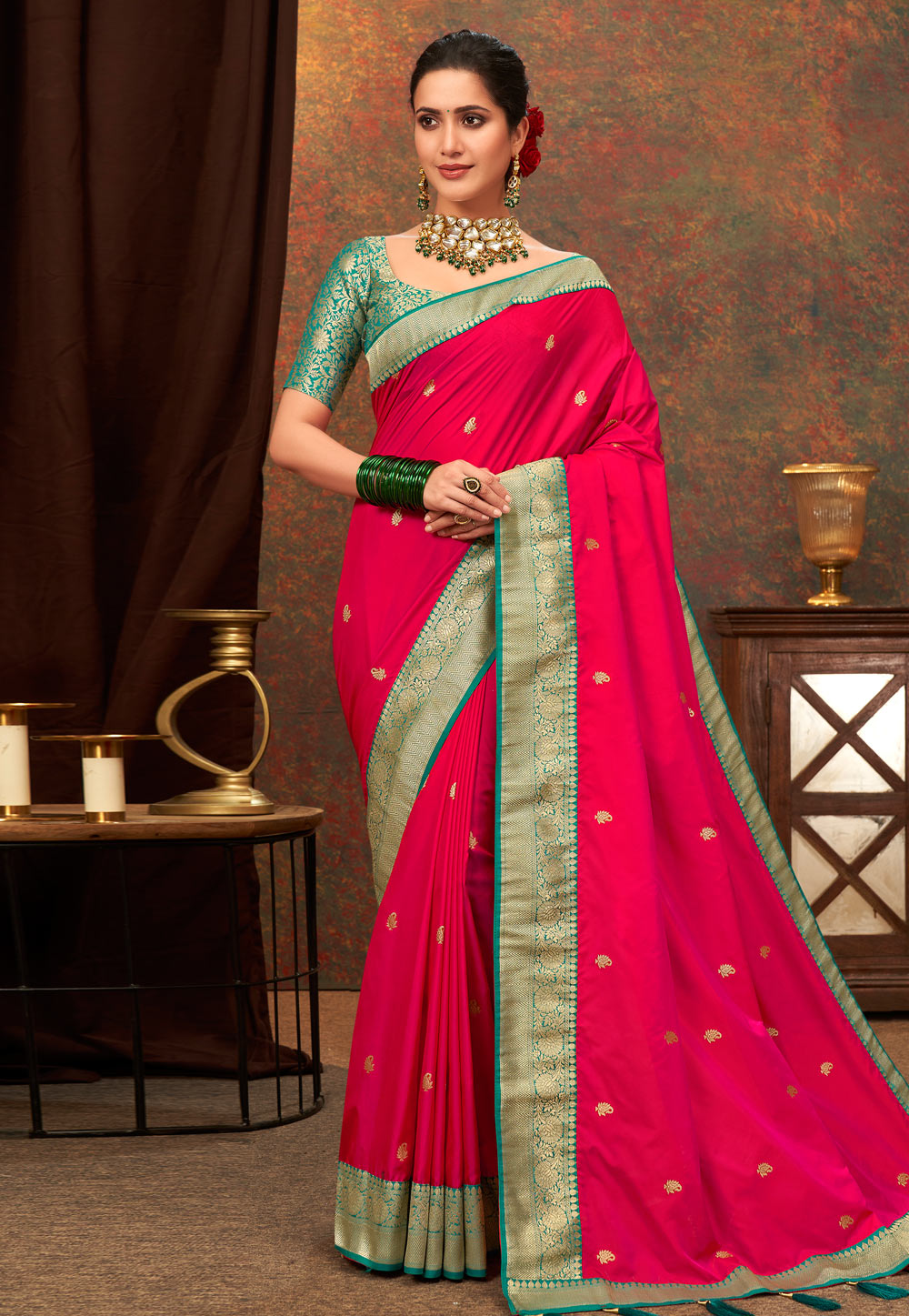 Magenta Banarasi Silk Festival Wear Saree 243437