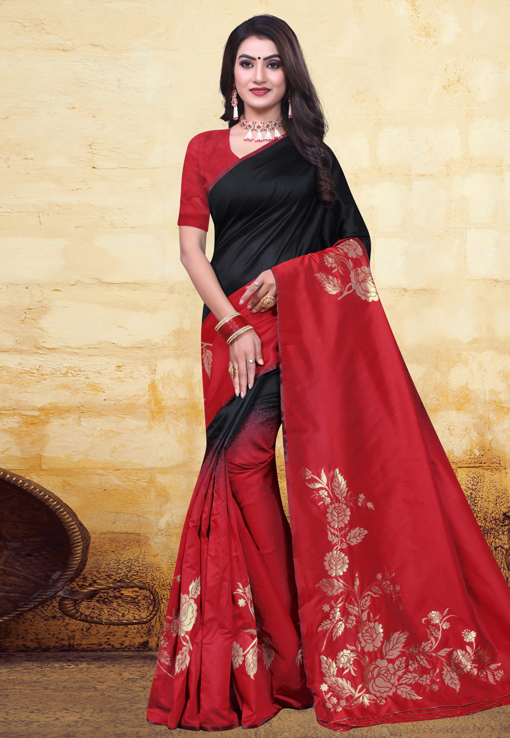 Red Banarasi Festival Wear Saree 223156