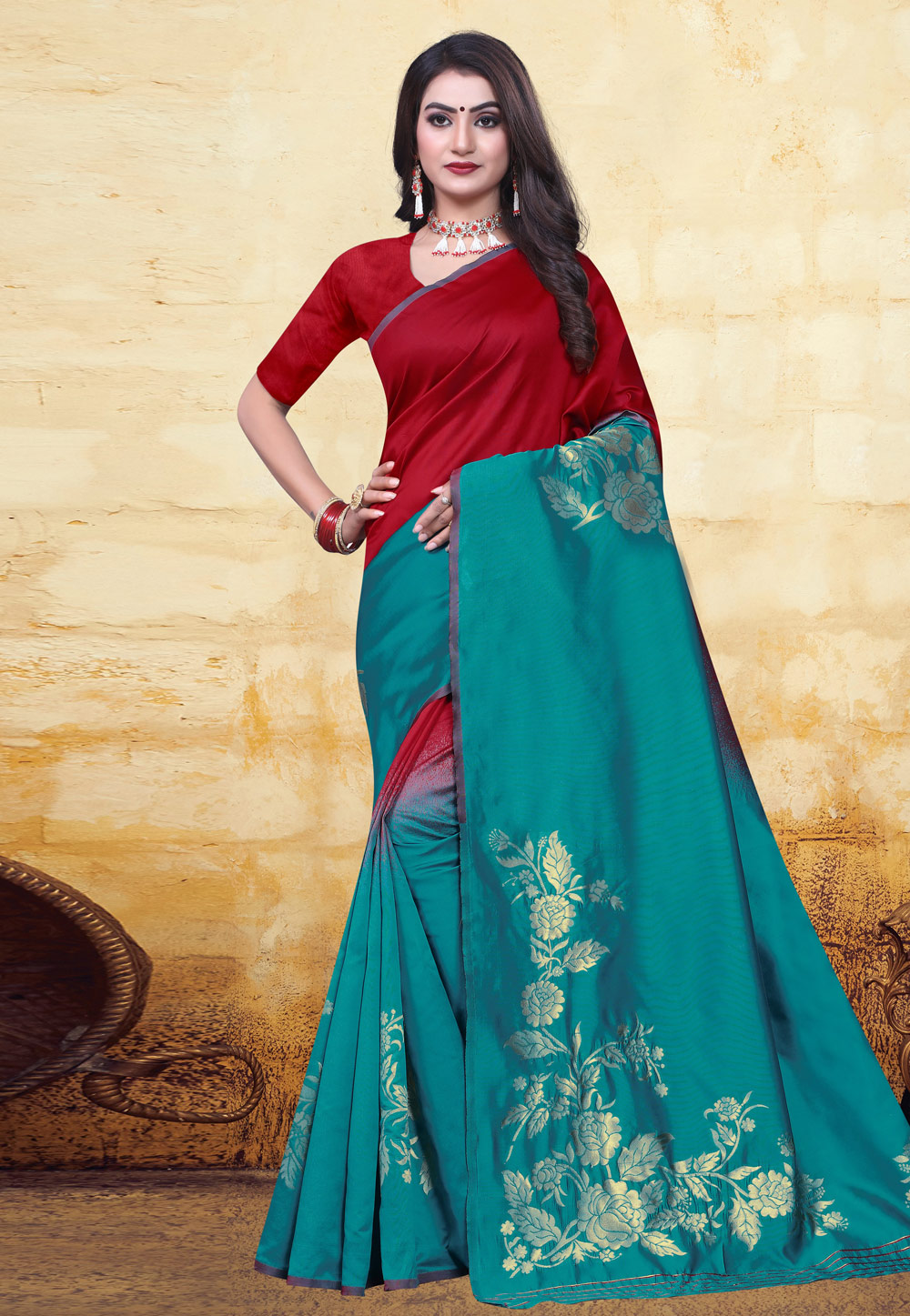 Turquoise Banarasi Festival Wear Saree 223160