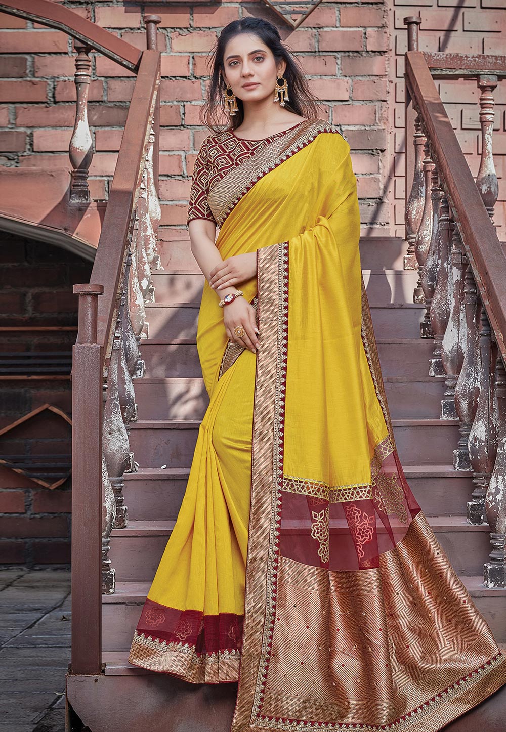 Yellow Silk Georgette Saree With Blouse 244973