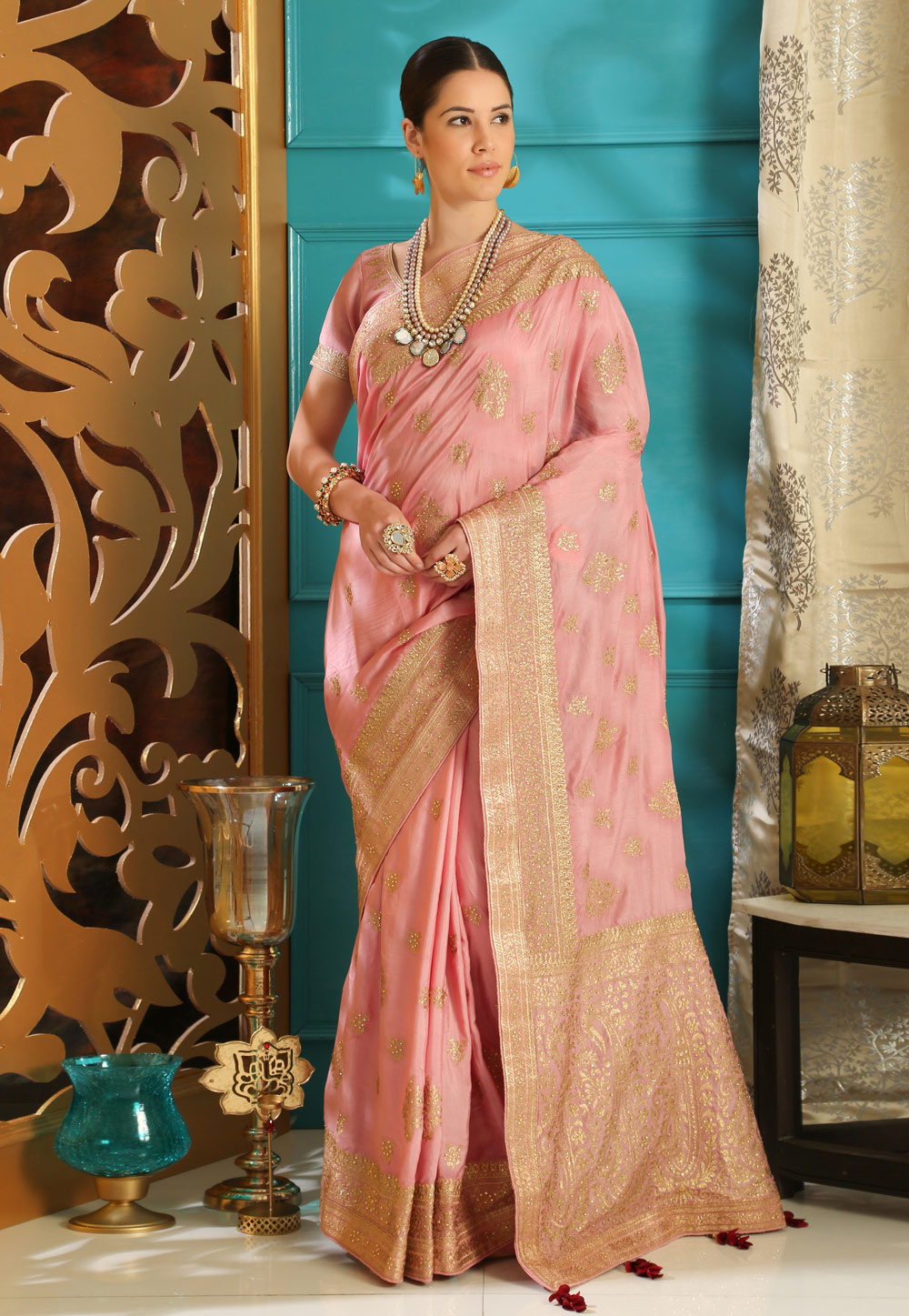 Pink Silk Party Wear Saree 168715