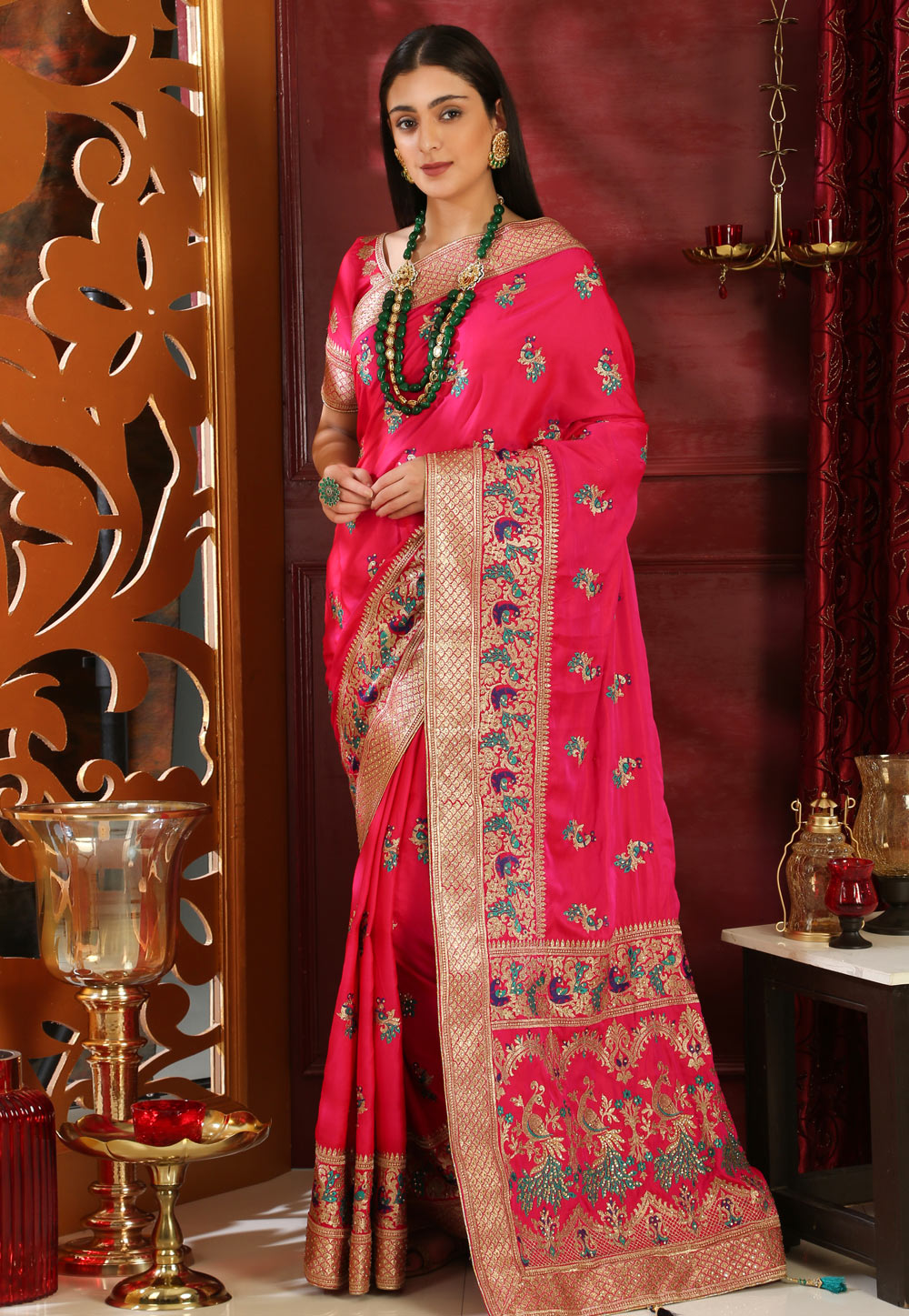 Magenta Silk Saree With Blouse 168719