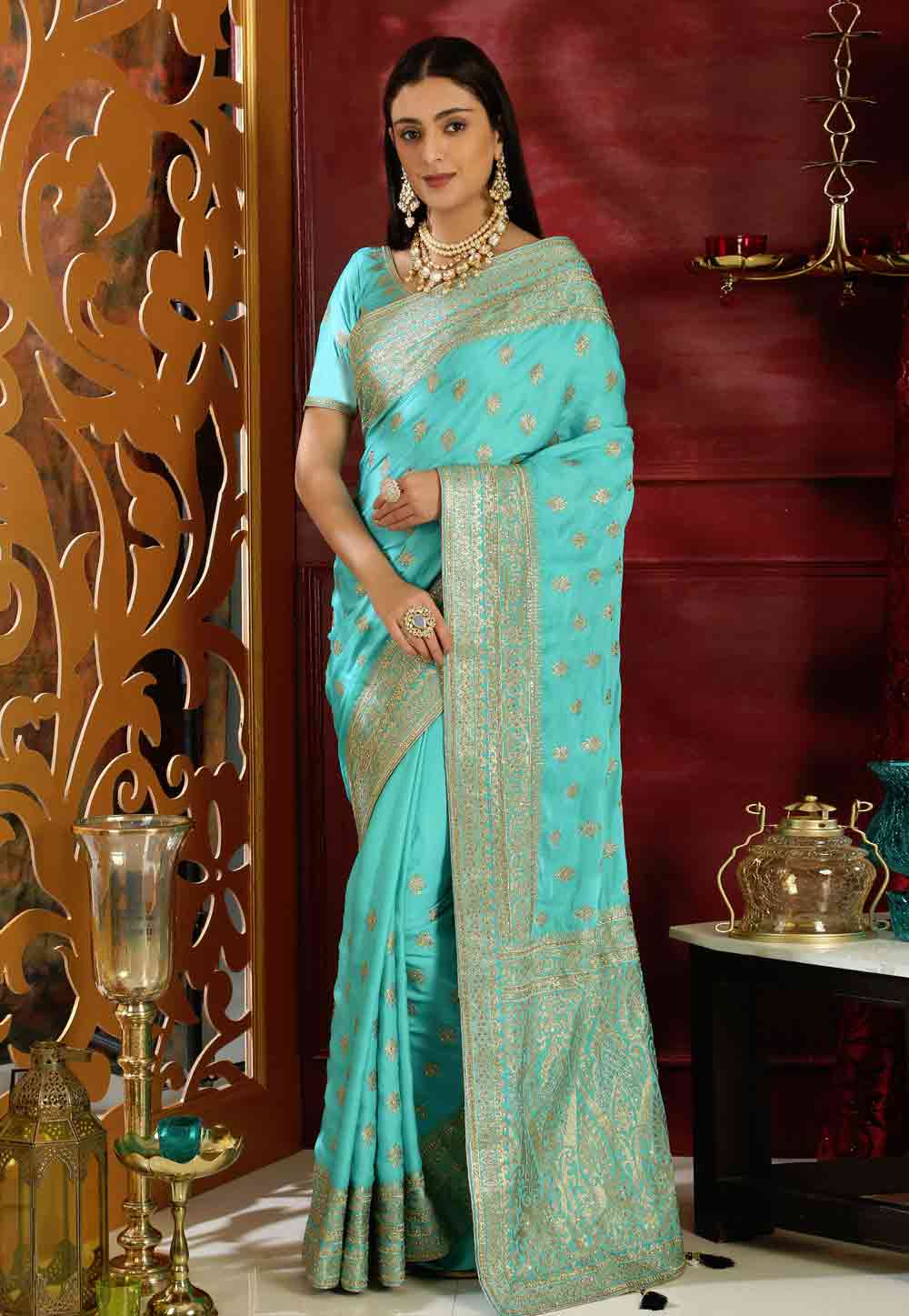 Aqua Silk Festival Wear Saree 168721