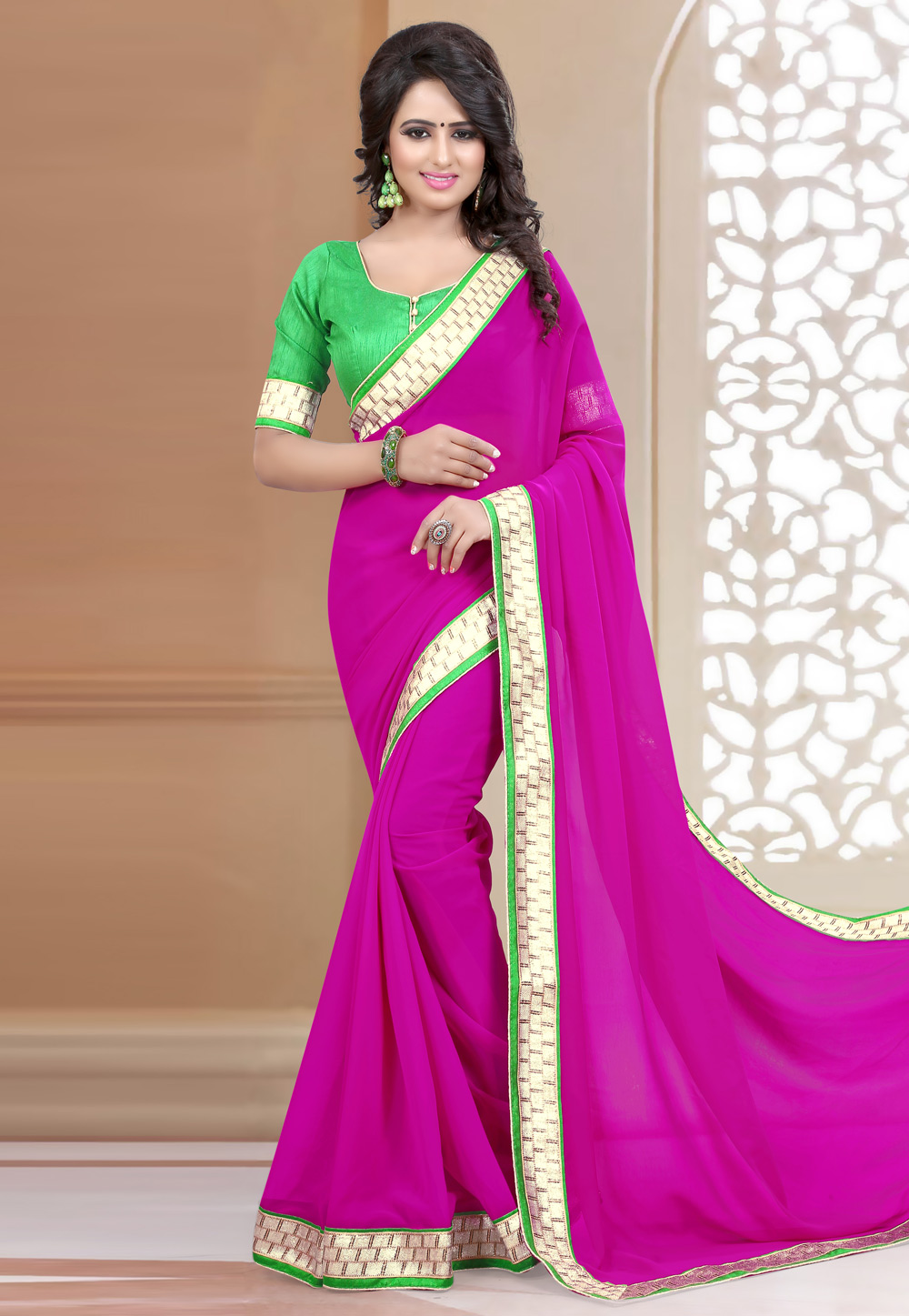 Pink Georgette Saree With Blouse 223420