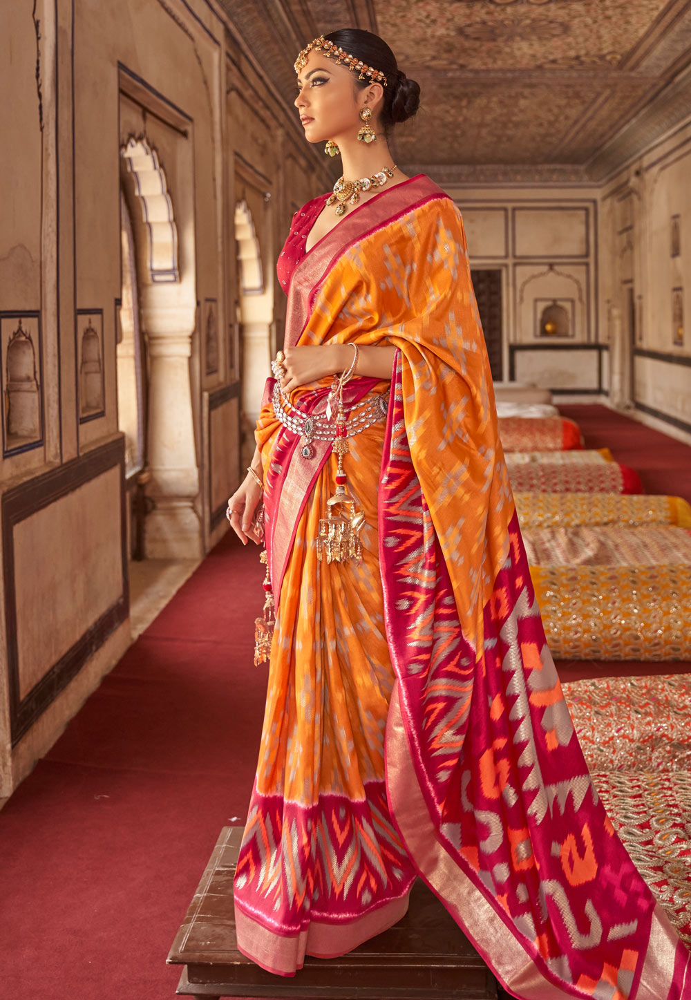 Orange Patola Silk Printed Saree 246261
