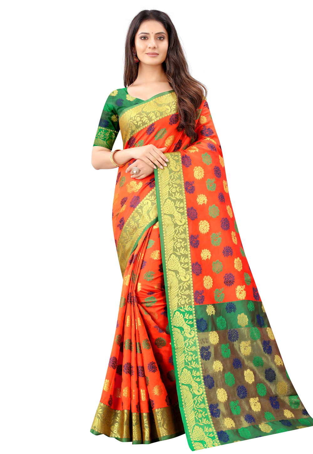 Orange Silk Festival Wear Saree 227470