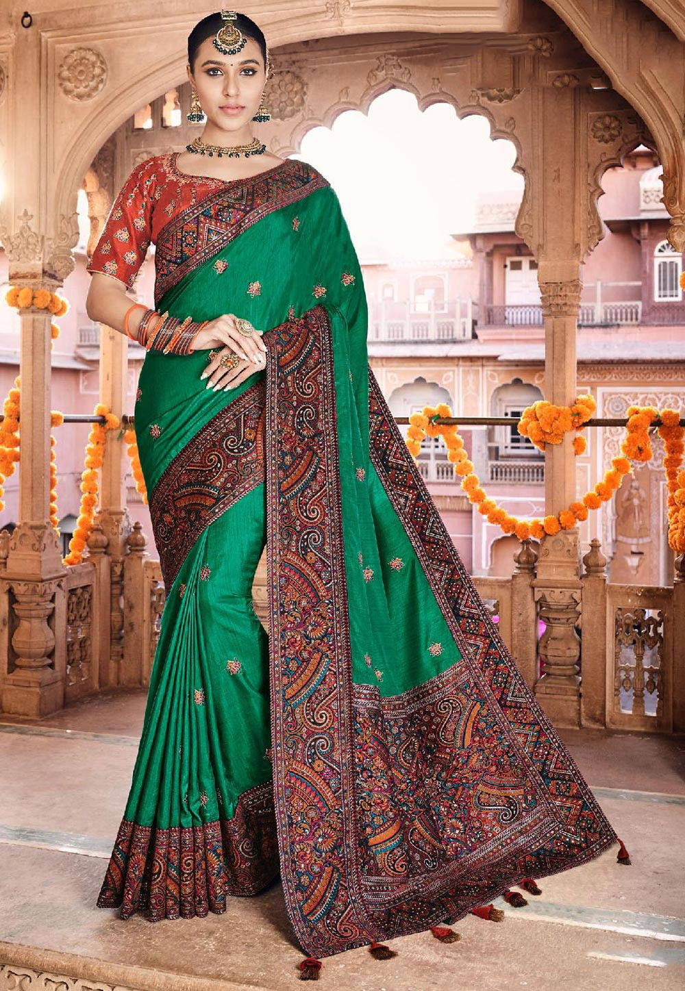 Green Silk Festival Wear Saree 217036
