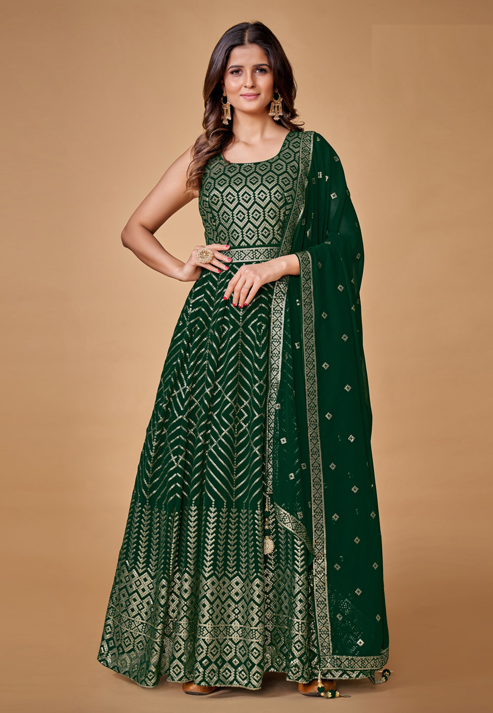 Green Georgette Gown 259520