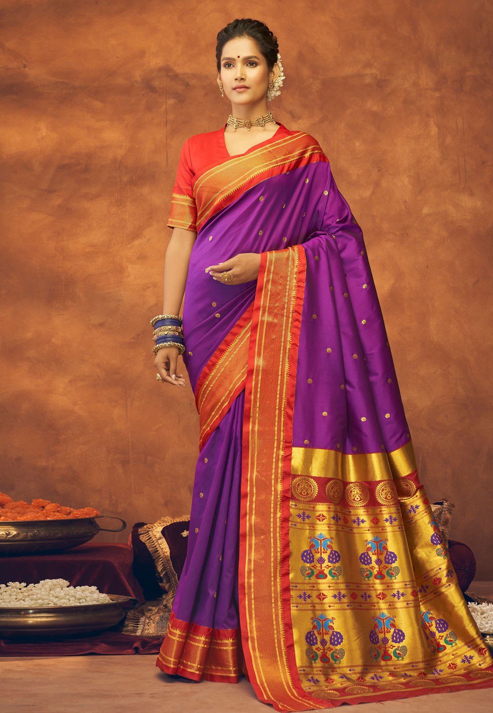 Purple Silk Paithani Saree 247344