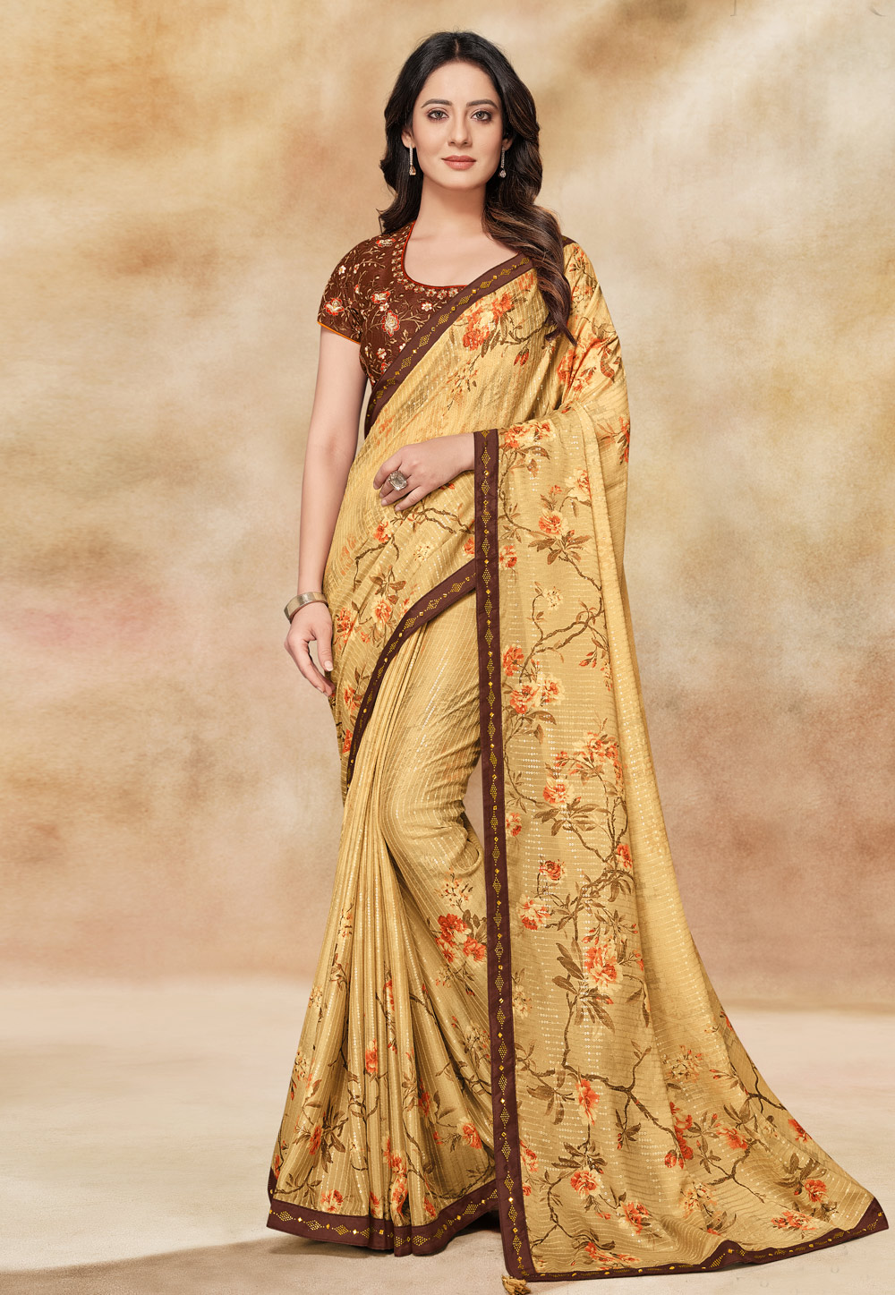 Yellow Silk Georgette Saree With Blouse 244093