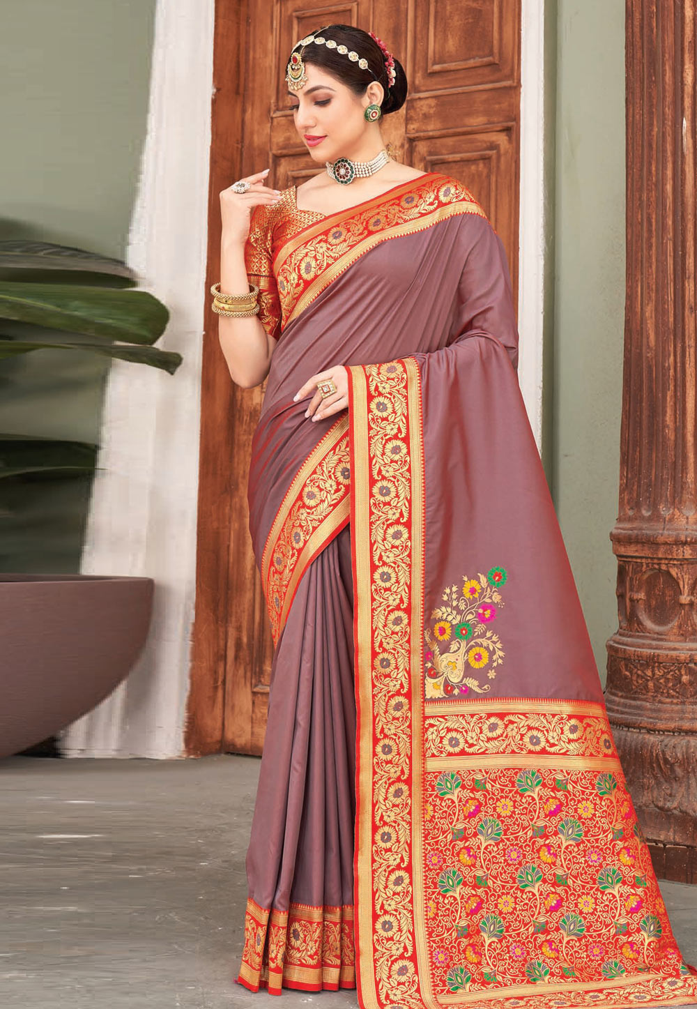 Brown Silk Saree With Blouse 274221