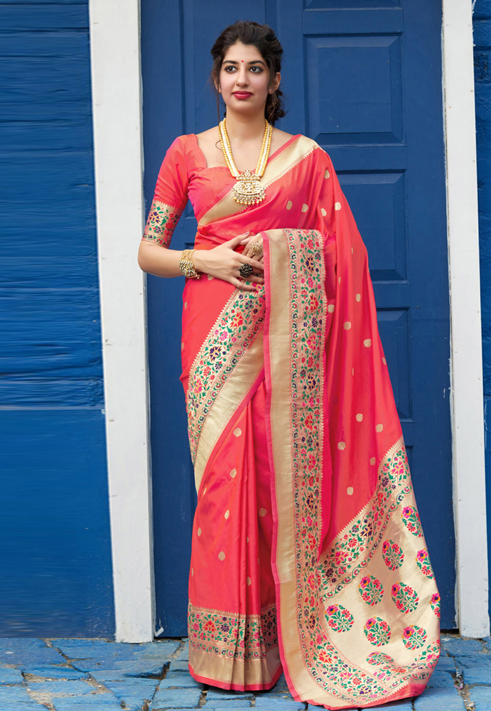 Pink Banarasi Silk Paithani Saree 218225