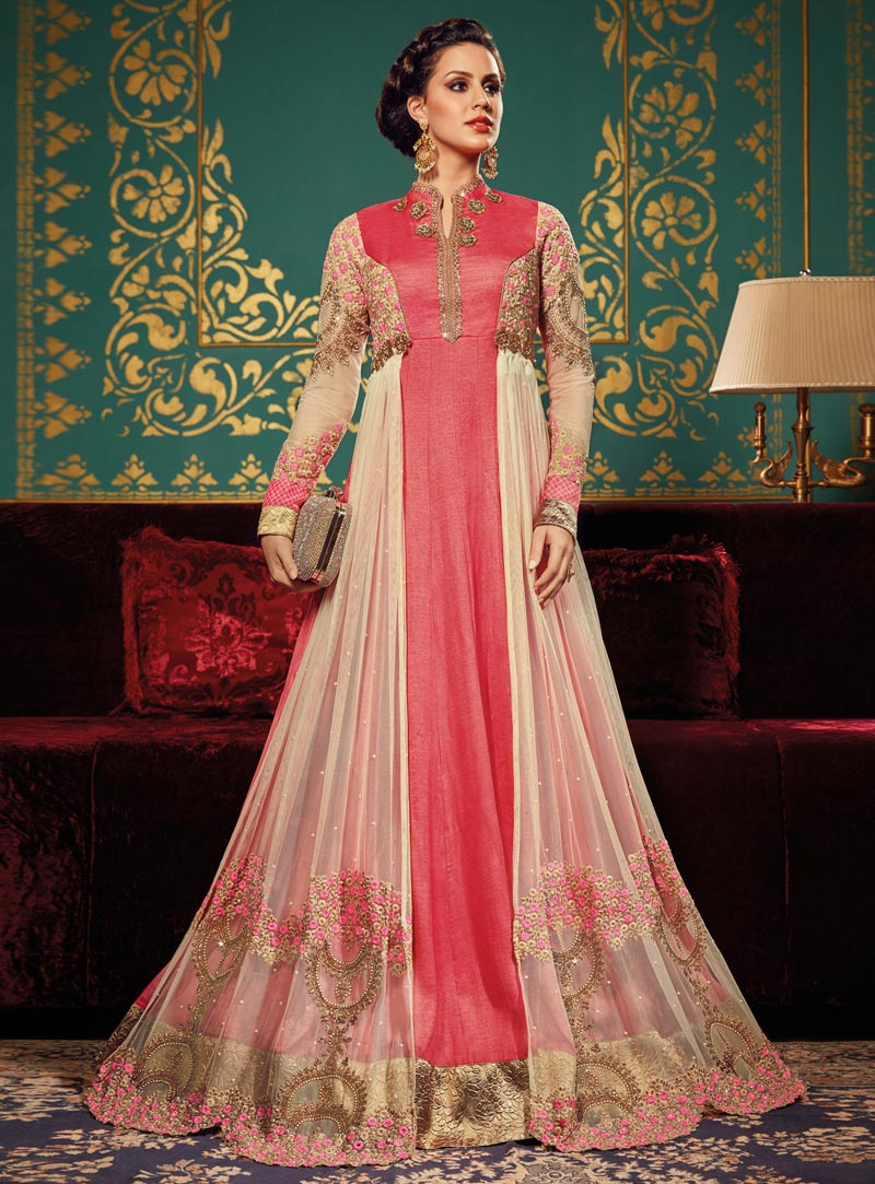 Pink Silk Floor Length Anarkali Suit 90481