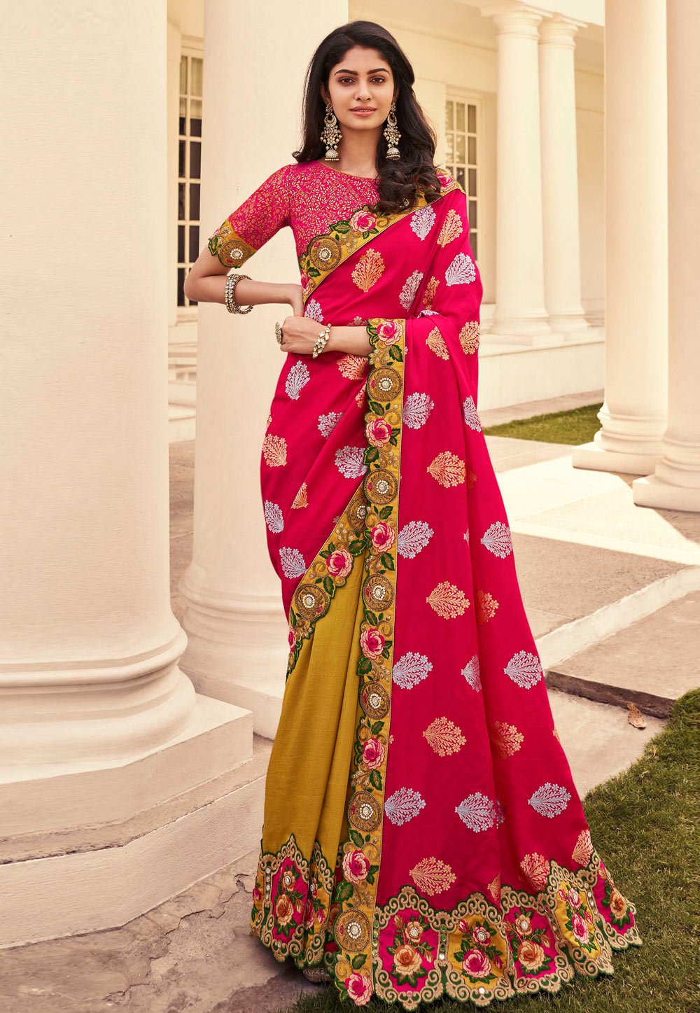 Magenta Silk Half N Half Saree 271667