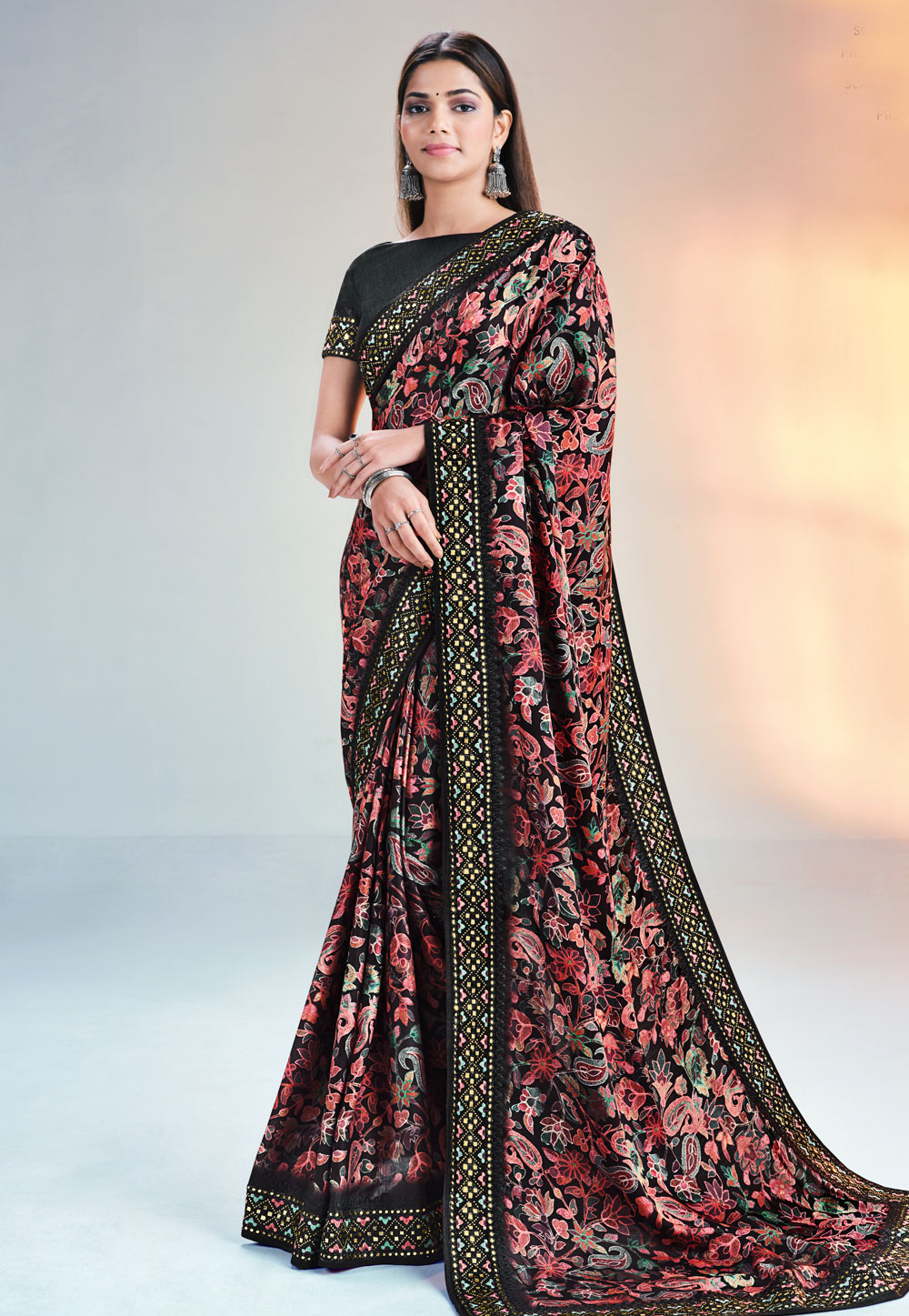 Black Silk Saree With Blouse 248011