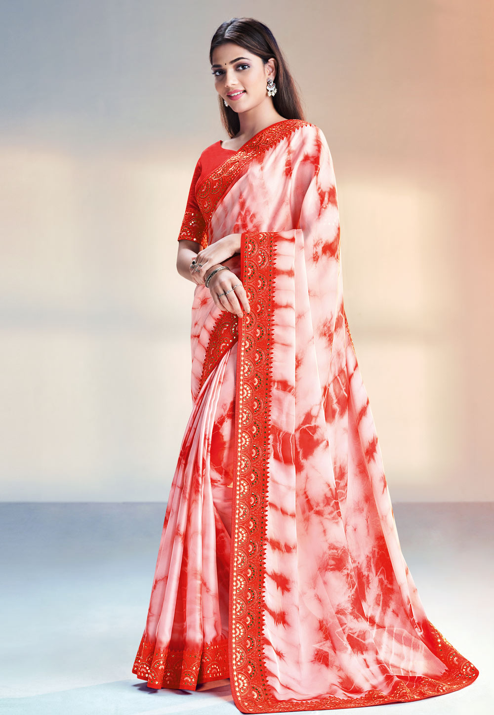 Orange Satin Silk Saree With Blouse 248012
