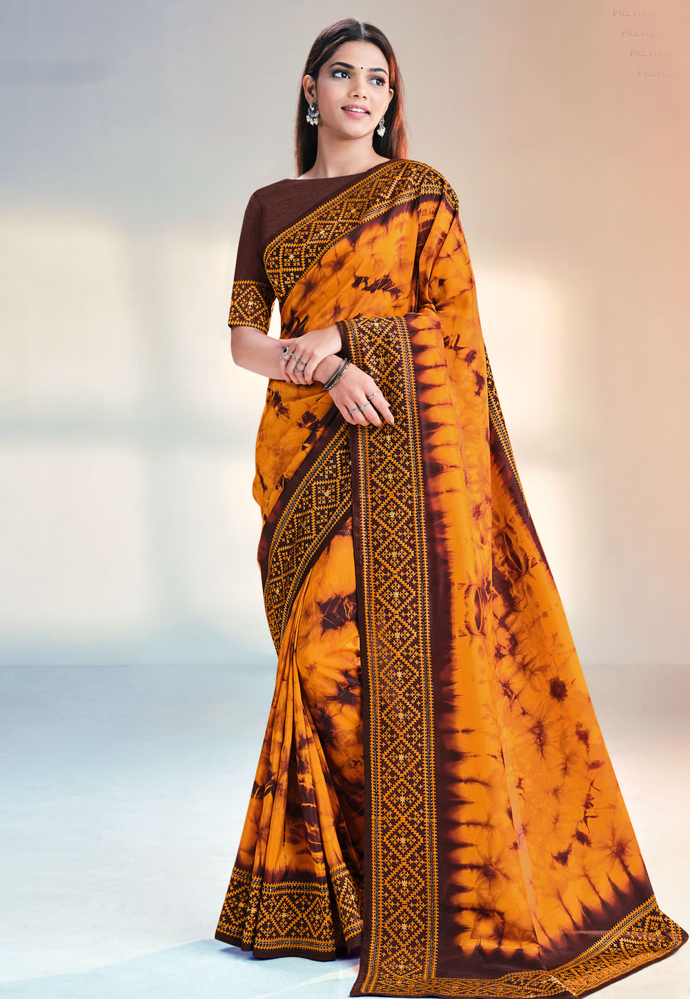 Orange Silk Saree With Blouse 248015